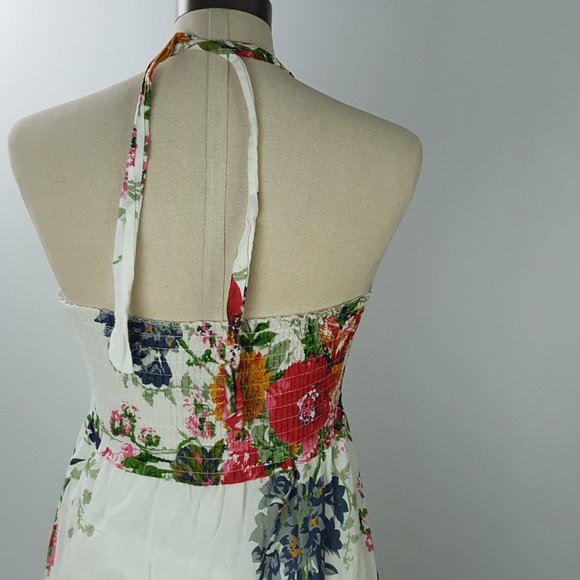 Maxi Long Dress  Deep Plunge Colorful Flower - Picture 6 of 8